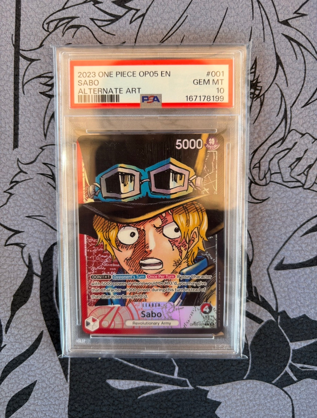 2023 One Piece Sabo OP05-001 Alt Art PSA 10
