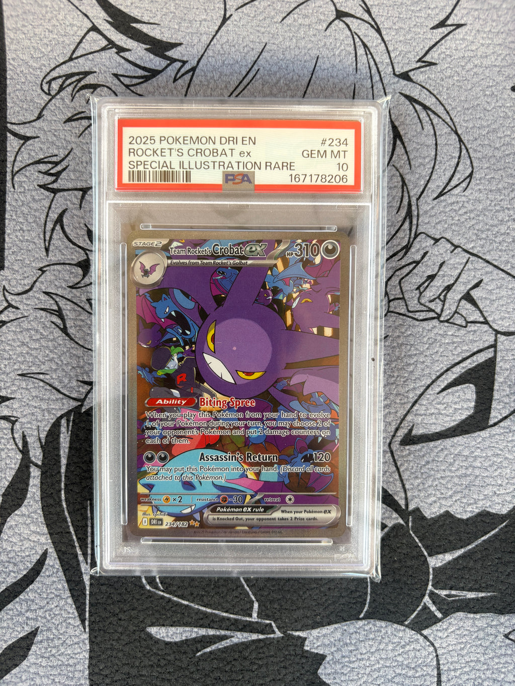 2025 Pokemon Destined Rivals Team Rocket's Crobat ex #234/182 PSA 10 GEM MINT