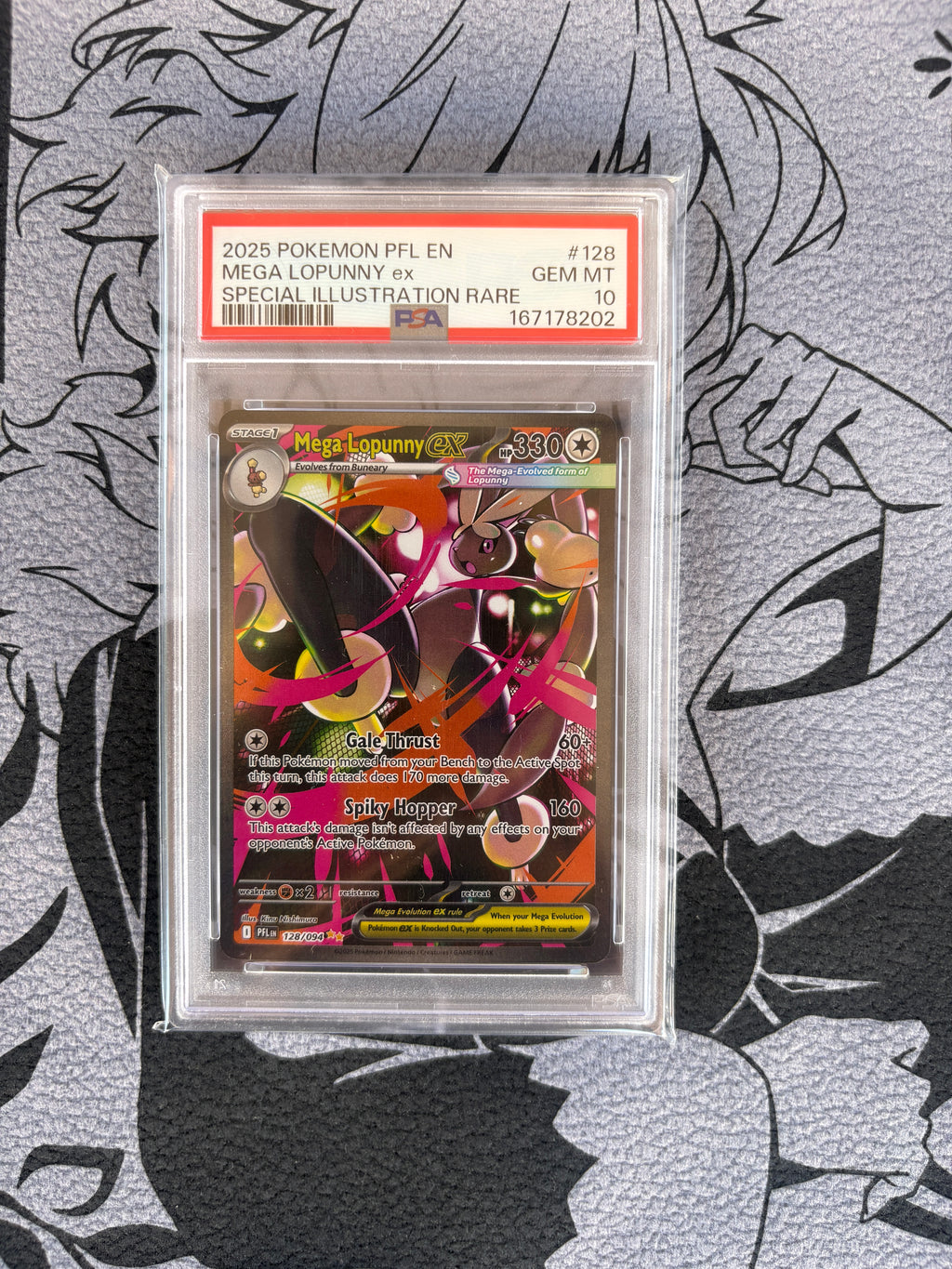 Mega Lopunny ex 128/094 Me02: Phantasmal Flames Holo PSA 10