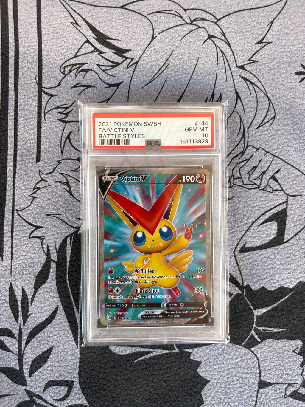 Victini V (Full Art) 144/163 Swsh05: Battle Styles PSA 10 GEM MINT SUPER LOW POP