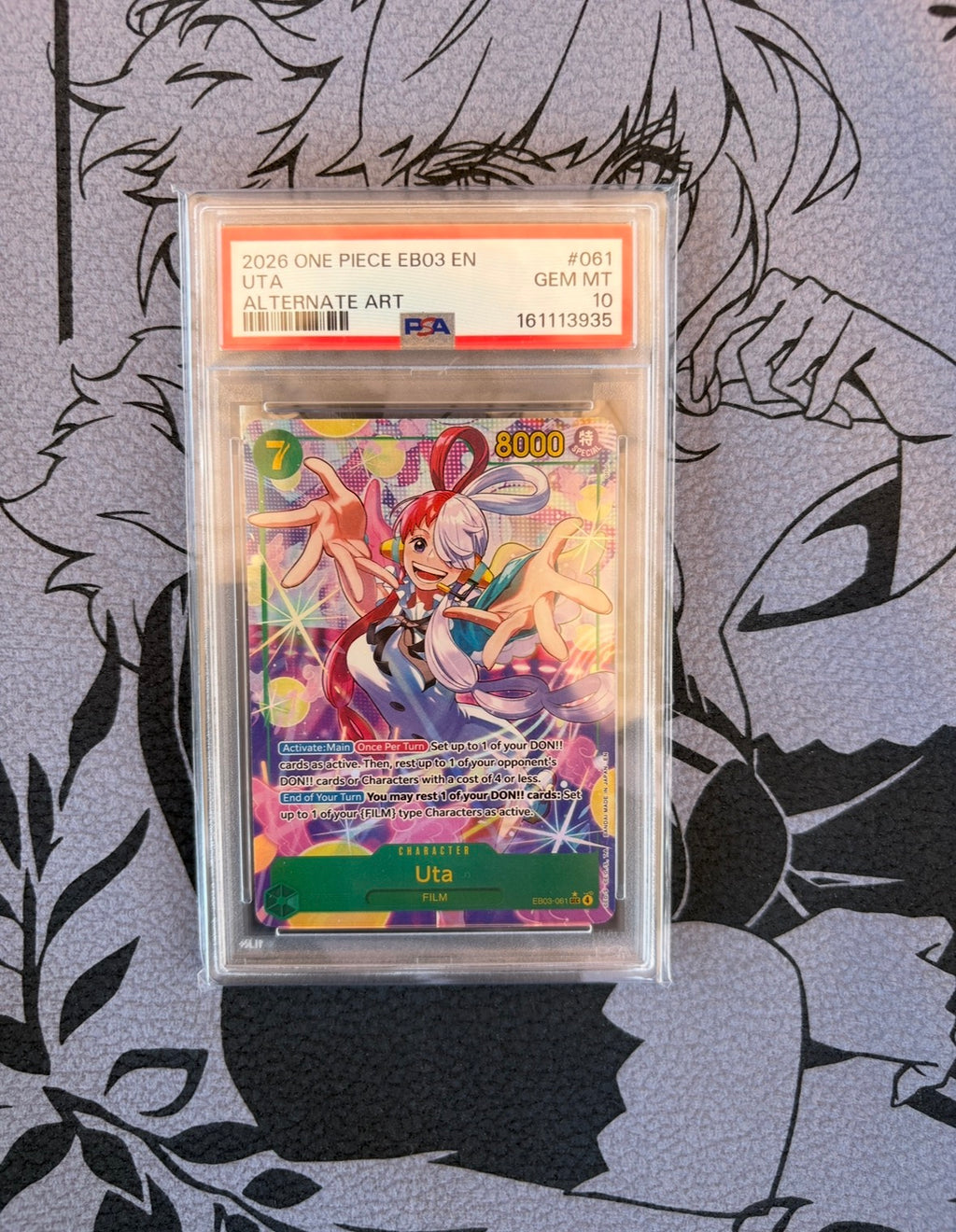 2026 One Piece Uta EB03-061 Alt Art PSA 10