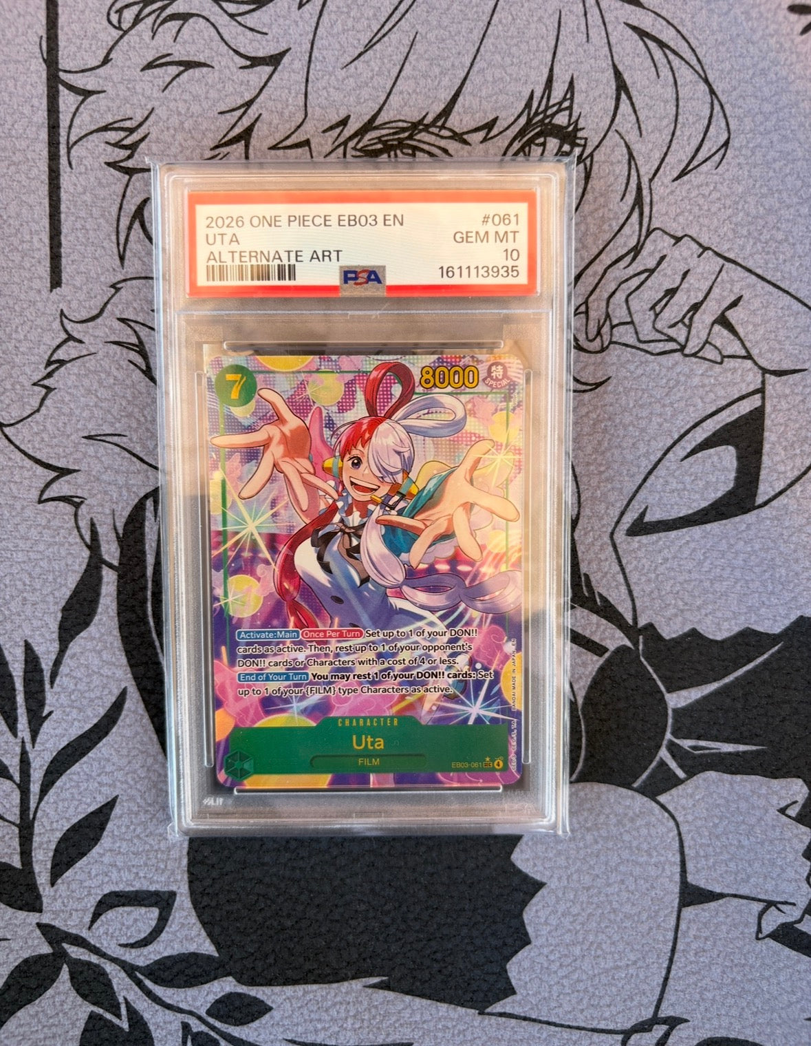 2026 One Piece Uta EB03-061 Alt Art PSA 10
